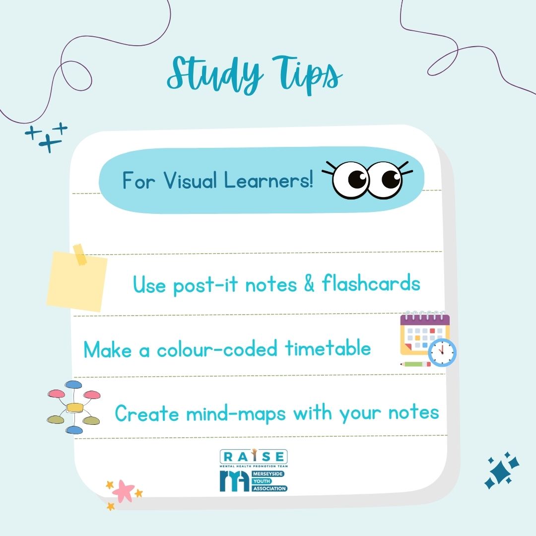 Here are some Study Tips for Visual learners 👀 📲 You can also visit our Exam Wellbeing page for more advice, guidance and support - liverpoolcamhs.com/children-young…
