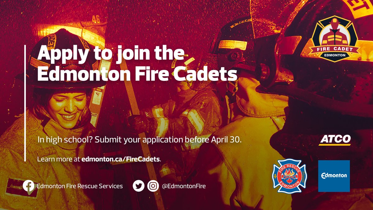 Calling high school students seeking unique coursework! Apply now for @EdmontonFire's Fire Cadet program starting September! Gain employment skills and firsthand firefighting experience. Don't miss this opportunity. Learn more: edmonton.ca/FireCadets @EdmYouthCouncil
