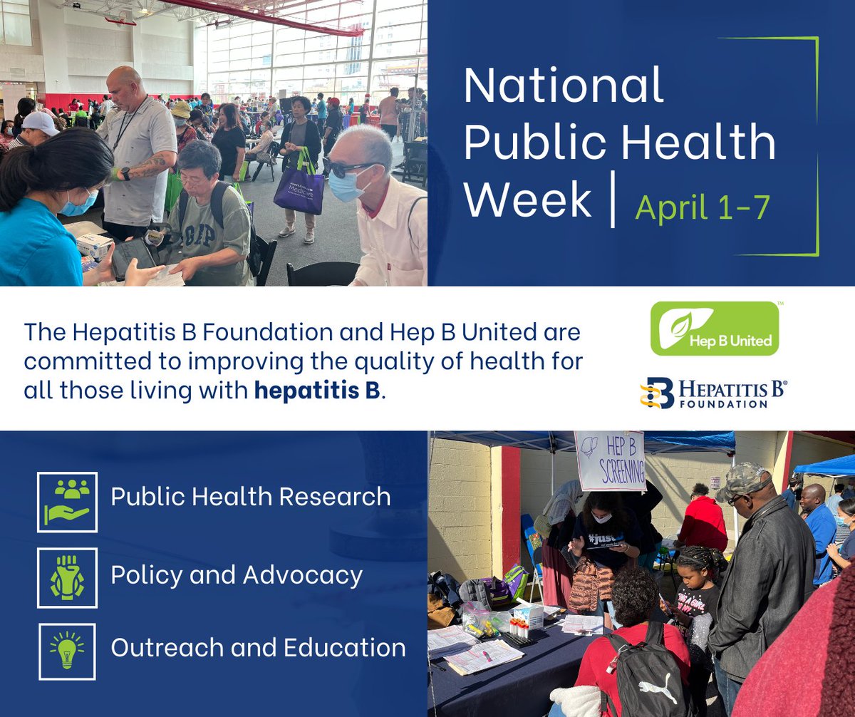 🗣️ Protecting, Connecting and Thriving: We Are All Public Health
 Happy National Public Health Week. The HBF &amp; <a href="/HepBUnited/">Hep B United</a> are committed to increasing health equity &amp; improving the quality of health for all those living with #hepB. 

Connect with 💚HBU ➡️ hepbunited.org
