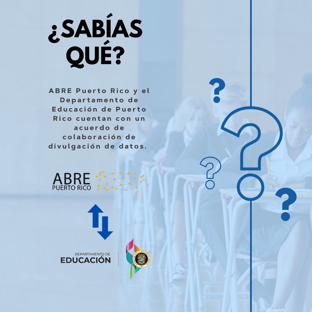ABRE Puerto Rico y el Departamento de Educación tienen un sólido acuerdo de colaboración para divulgar datos, fortaleciendo nuestro compromiso compartido con la transparencia y la rendición de cuentas en el ámbito educativo. 📊💙 #EducaciónTransparente #CompromisoEducativo