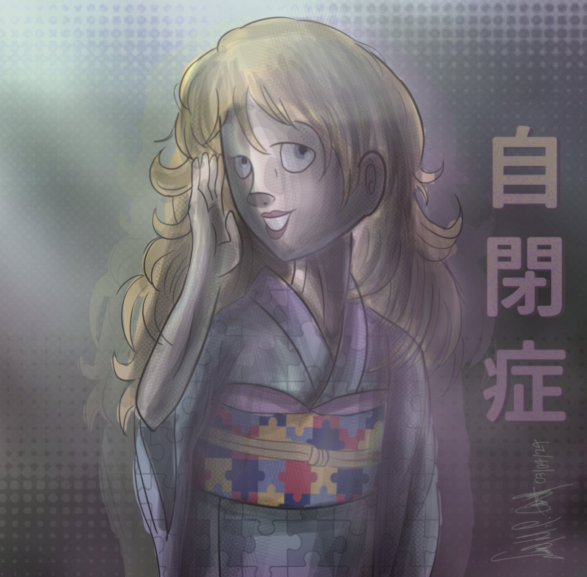 Lupeco98's tweet photo. HAPPY AUTISM MOUTH!!
Art made with Clip Studio Paint and Finished with PhotoshopCS5 during 4 Days.
#Original #Art #DigitalArt #PhotoshopCS5 #ClipStudioPaint #Japan #Blue #Kimono #着物 #Autism #AutismDay #AutismDay2024 #Blue #Hope #Hapiness #自閉症 #Pride #Cartoon https://t.co/Ybt1IAvI85