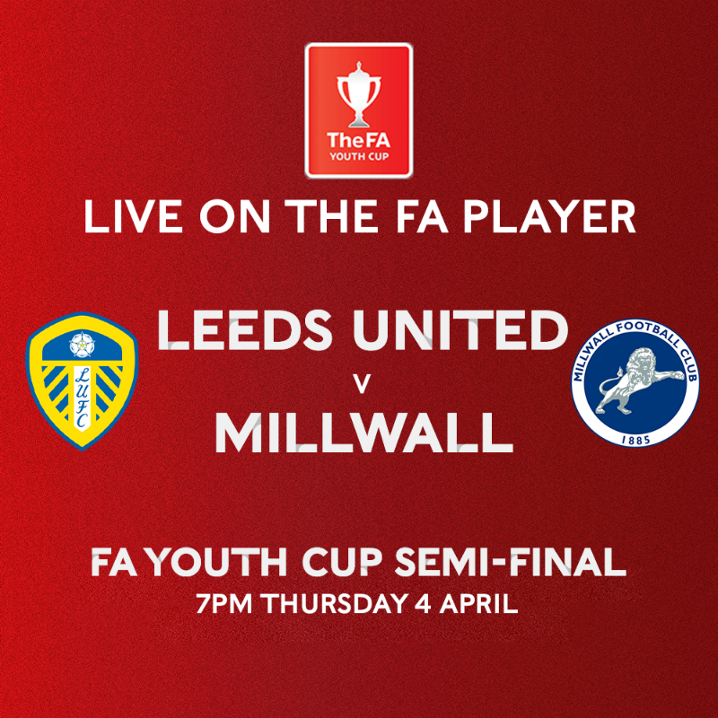 EmiratesFACup's tweet photo. You can catch all of the action from tomorrow’s #FAYouthCup semi-final tie between @LUFC and @MillwallFC live on the FA Player from the link below! 👇