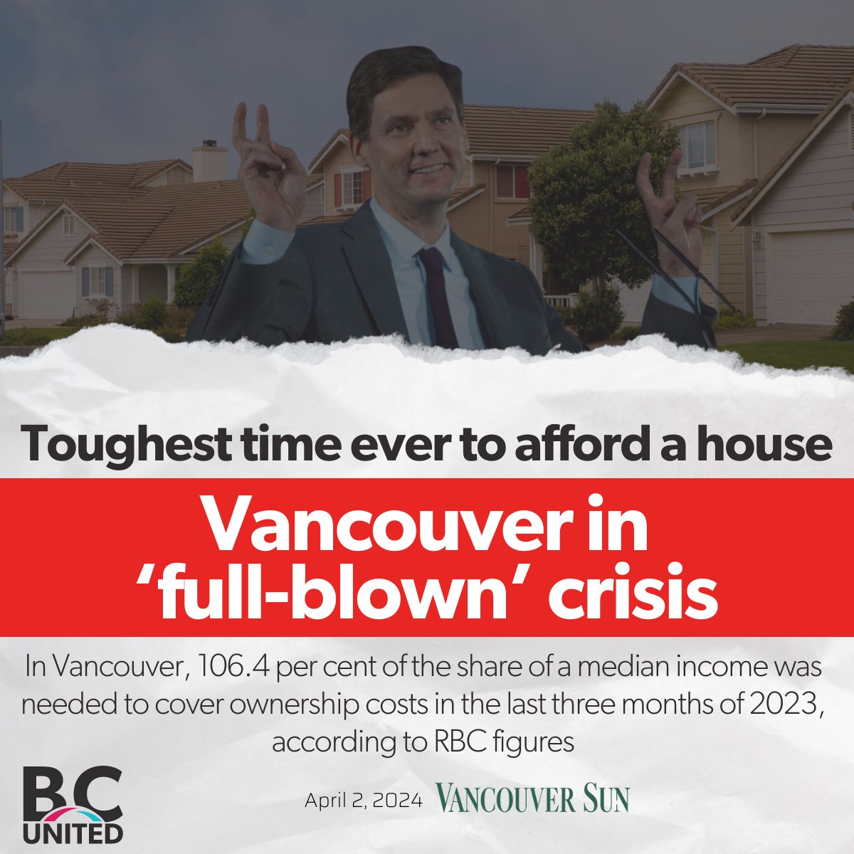 BREAKING: According to a new RBC report, housing affordability is at its WORST in the last three decades. The report states Vancouver is in a 'full-blown crisis'. Under David Eby's NDP, B.C.'s housing crisis is simply getting worse. #UnitedWeWillFixIt