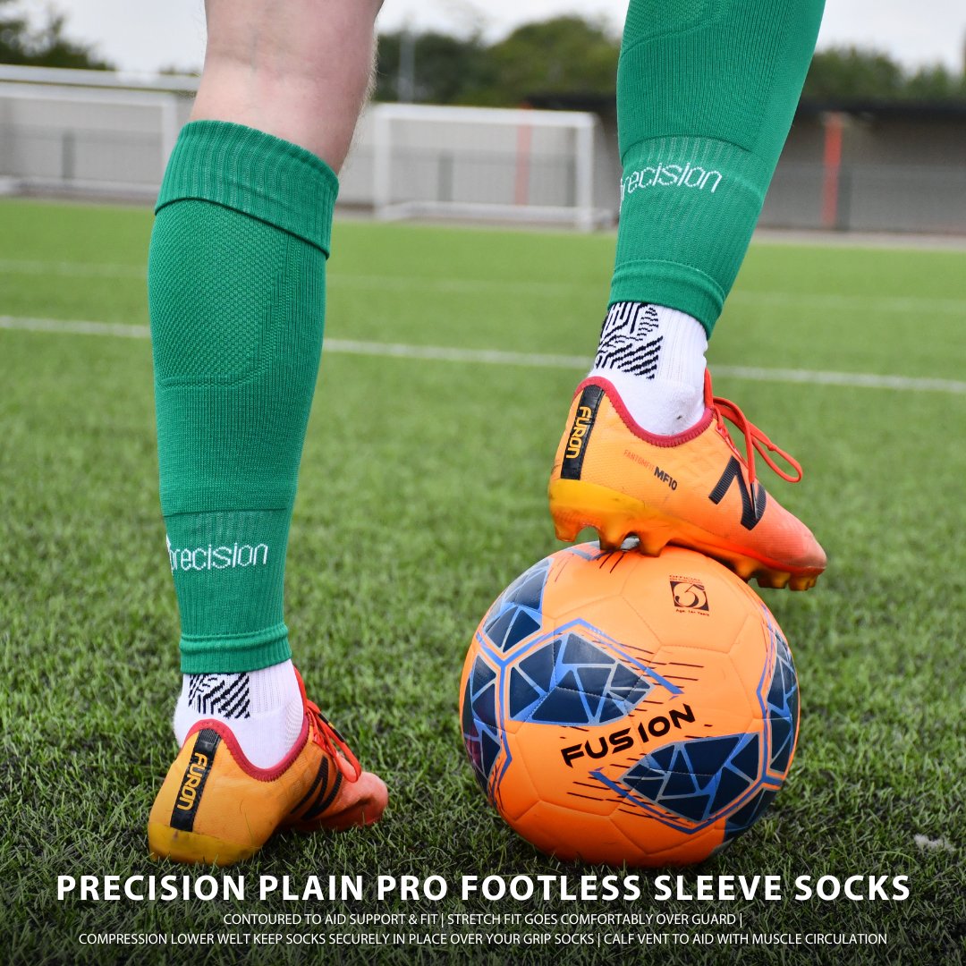 Still needing to hold shinguards in place but not wanting to lose the grip socks? Then check out our Precision Plain Pro Footless Sleeve socks! #precision #precisiontraining #seriousaboutsport #multisport #training #football #footlesssock #sleevesock