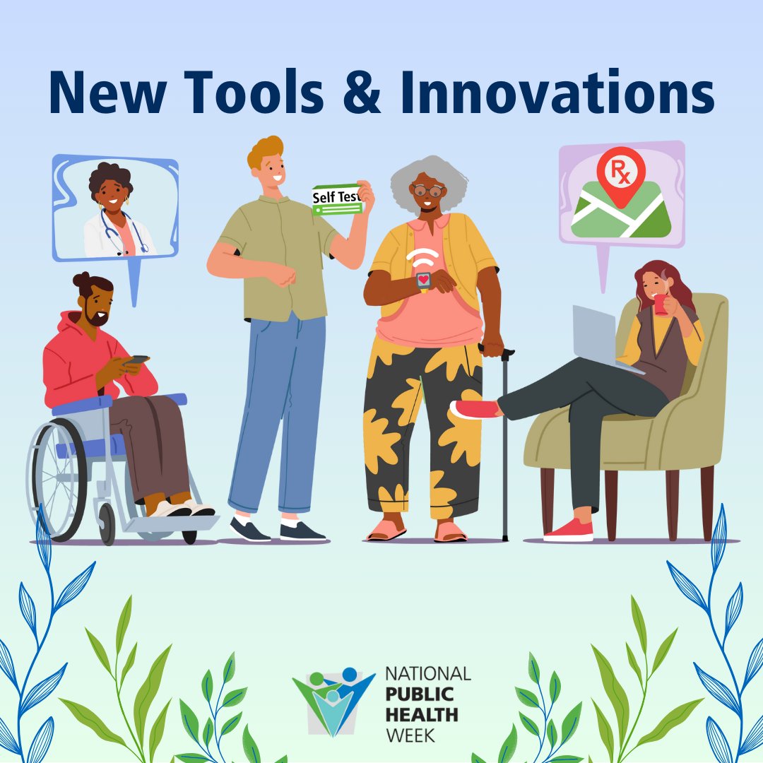 phlearningnav's tweet photo. Today's #NPHW theme is New Tools &amp; Innovations. Public health is all about preventing disease, diagnosing health conditions and encouraging health and well-being. Let’s take advantage of smartwatches, health apps, telehealth and other innovations to improve the nation’s health. https://t.co/zi5za6Tn23