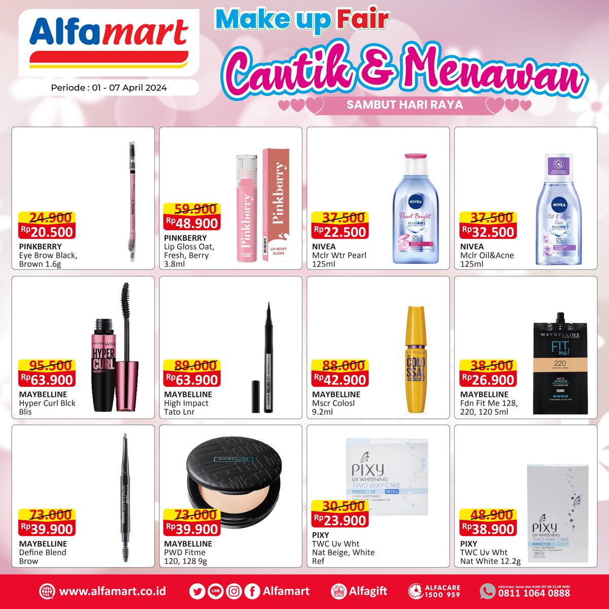 alfamart's tweet photo. ✨Perlengkapan make up abis pas mau lebaran?? ohh tidakkk!!!
Jangan sampai itu terjadi Sahabat, sebelum habis langsung stock aja dulu produk #MakeUpFair dari Alfamart. Mumpung lagi ada HArga Spesial untuk produk pilihan berikut ini.
Periode 01-15 April 2024 https://t.co/2OBUjByYCq