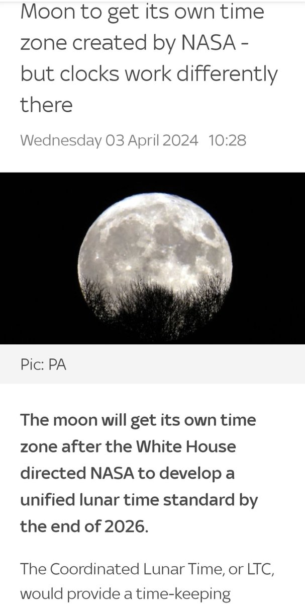 And another news item that makes one keep reading the news and not get depressed with all the headline news! The moon is going to get its own time #lunartimezone #nasa #moon #skynews @NASA @SkyNews