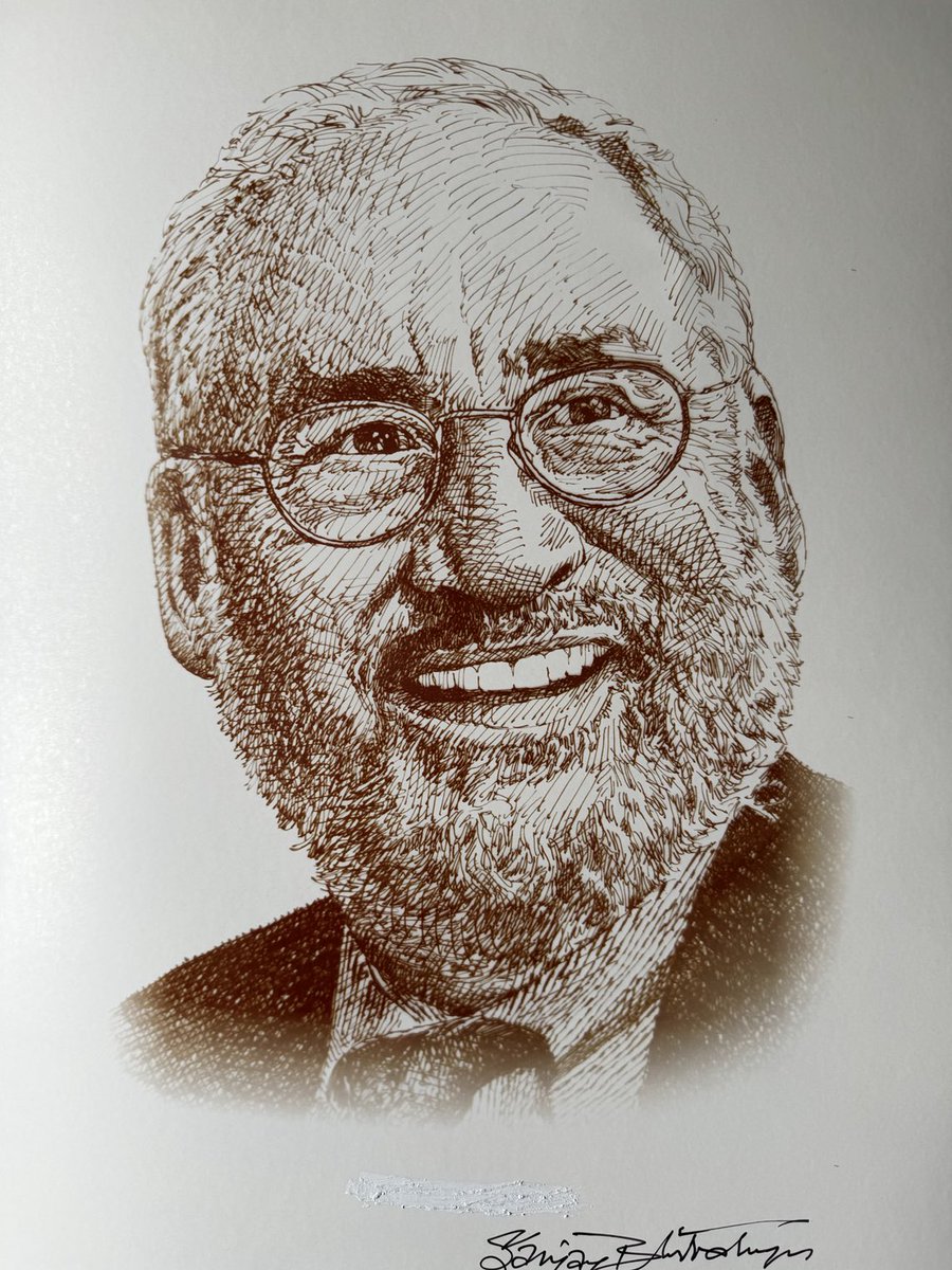 Two outstanding sketches, of Elinor Ostrom and Joseph Stiglitz, by the renowned artist Sanjay Bhattacharya.