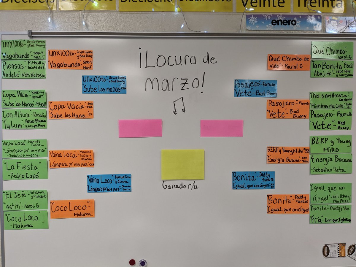 Las 4 canciones finales ya están puestas! <a href="/sanbenito/">Benito Antonio</a> ocupa una posición en mis 2 clases. Este viernes votaremos por el ganador!
