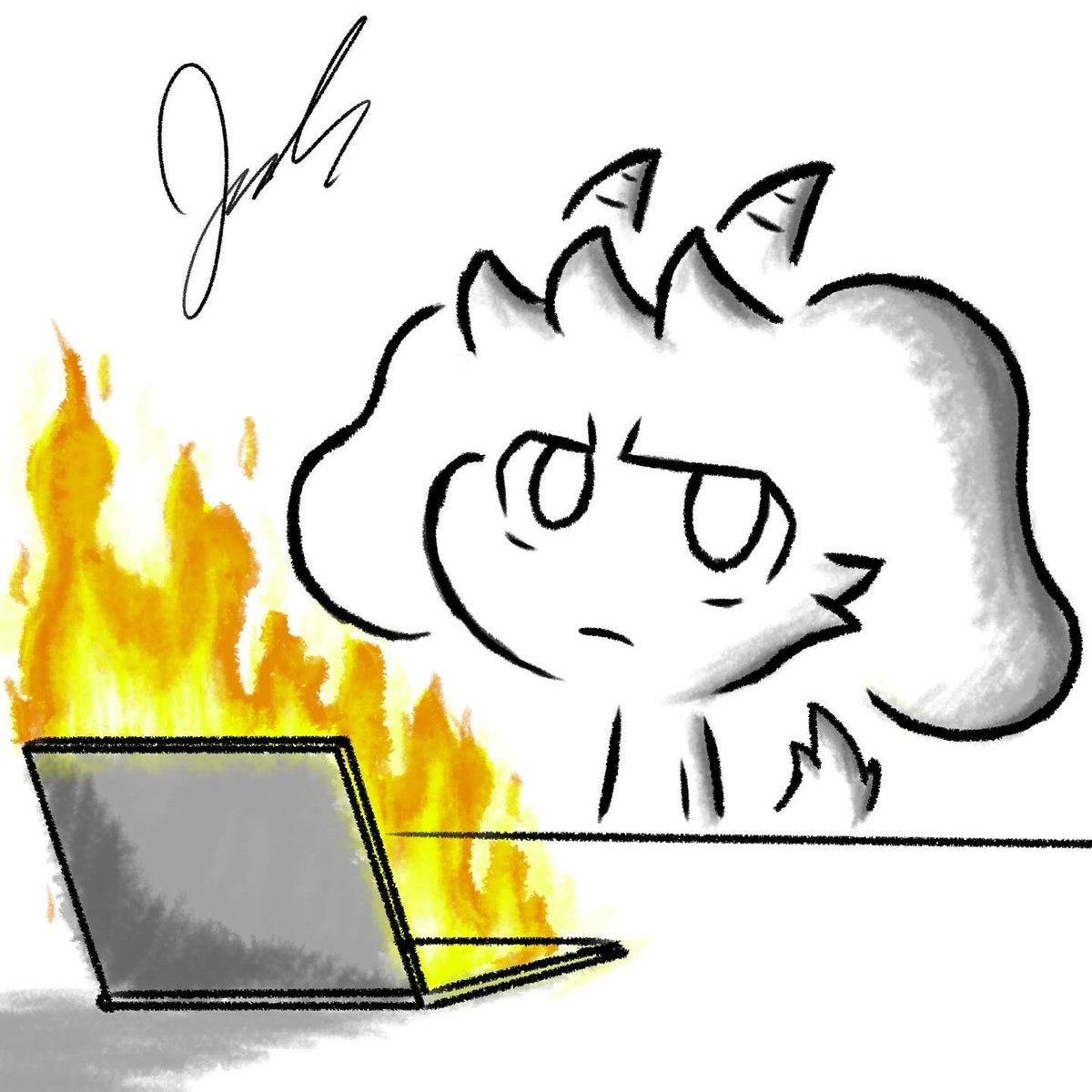 I love gaming laptops #gaminglaptop #gaminglaptopissues #overheat #gaming #pcgamingishard #pcstruggles #personalproblem #art #drawing #oc #ArtistOnTwitter