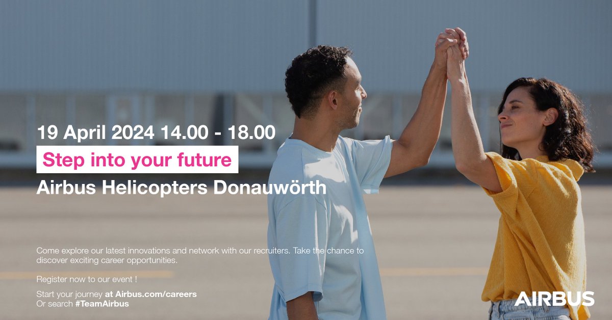 Step into your future with #airbus! Inviting students and graduates to our onsite event in #Airbus Germany the 19 April. Come explore our latest innovations and network with our recruiters inside the Airbus Truck. Register now! bit.ly/onsiteeventAir…