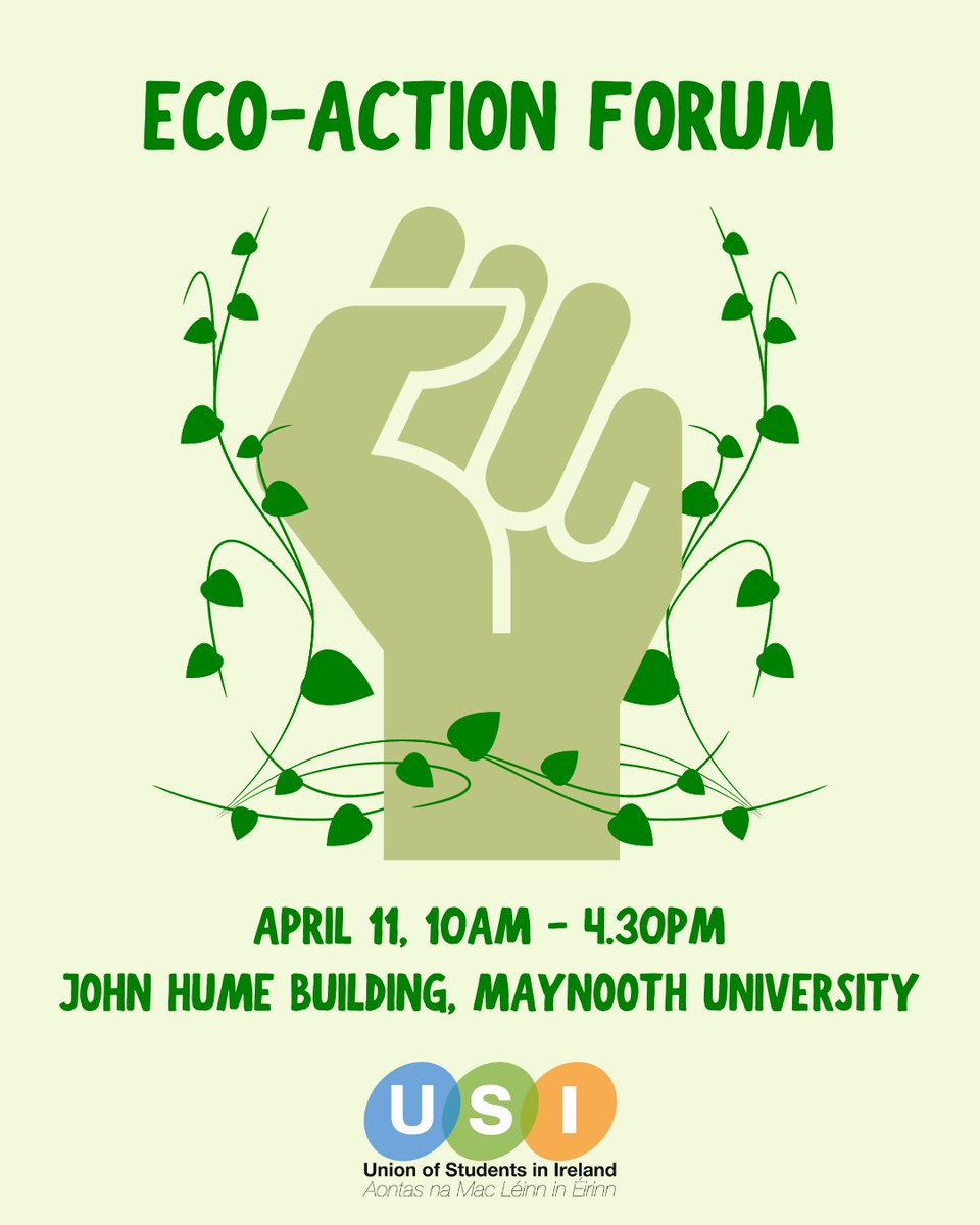 Registration for the USI Eco-Action Forum is open! 🌱 💚 April 11, 10am to 4.30pm 💚 John Hume Building, Maynooth University 💚 Hybrid option for those who can't attend in person Book your spot here 👉 forms.office.com/e/YGPttpBHLH Share to get the word out!