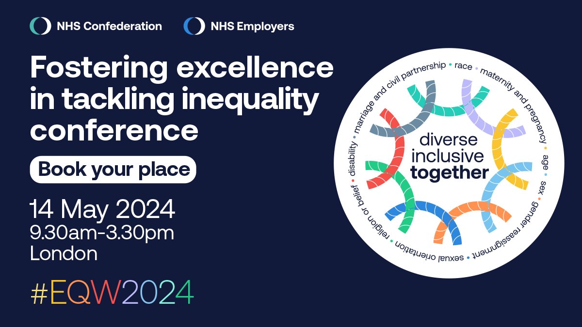 🚀 We are excited to be hosting our Fostering Excellence in Tackling Inequality conference on 14 May as part of our #EQW2024 celebrations. Hear about latest updates from expert speakers and engage with your peers. Join us in London and sign up here 👉 bit.ly/3VdZqSw