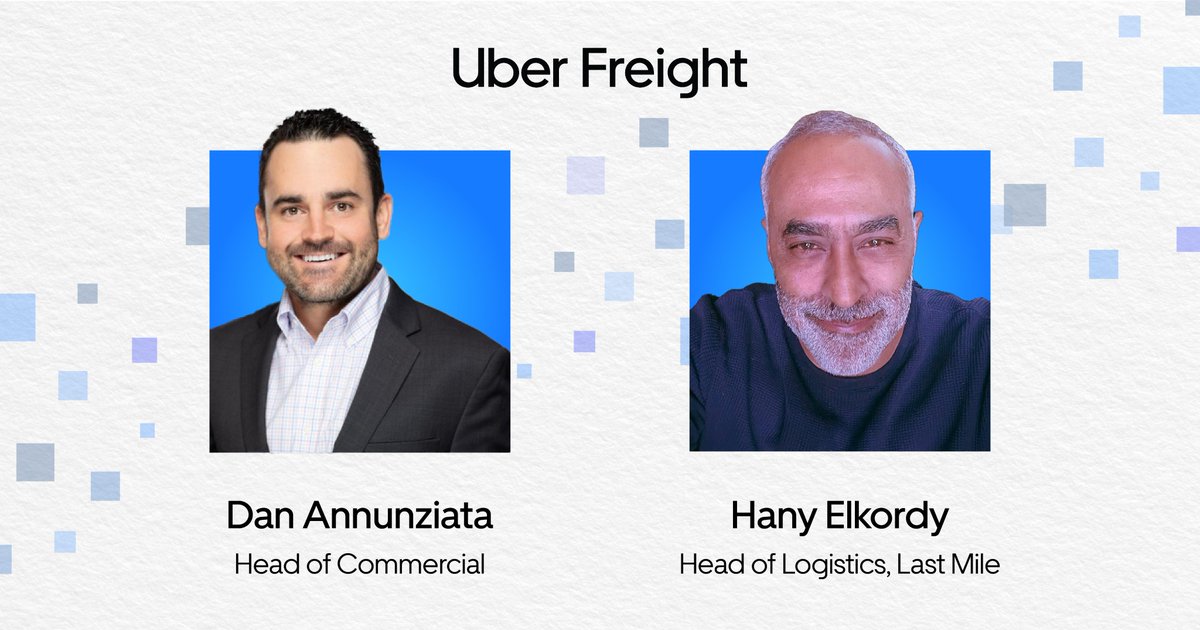 UberFreight's tweet photo. We’re thrilled to welcome industry veterans Dan Annunziata and Hany Elkordy to the Uber Freight team. With their expertise on board, we're gearing up to drive intelligent logistics to new heights in 2024. #UberFreight #Logistics
https://t.co/GgbApJ5hip https://t.co/yhx1IRm4Uj