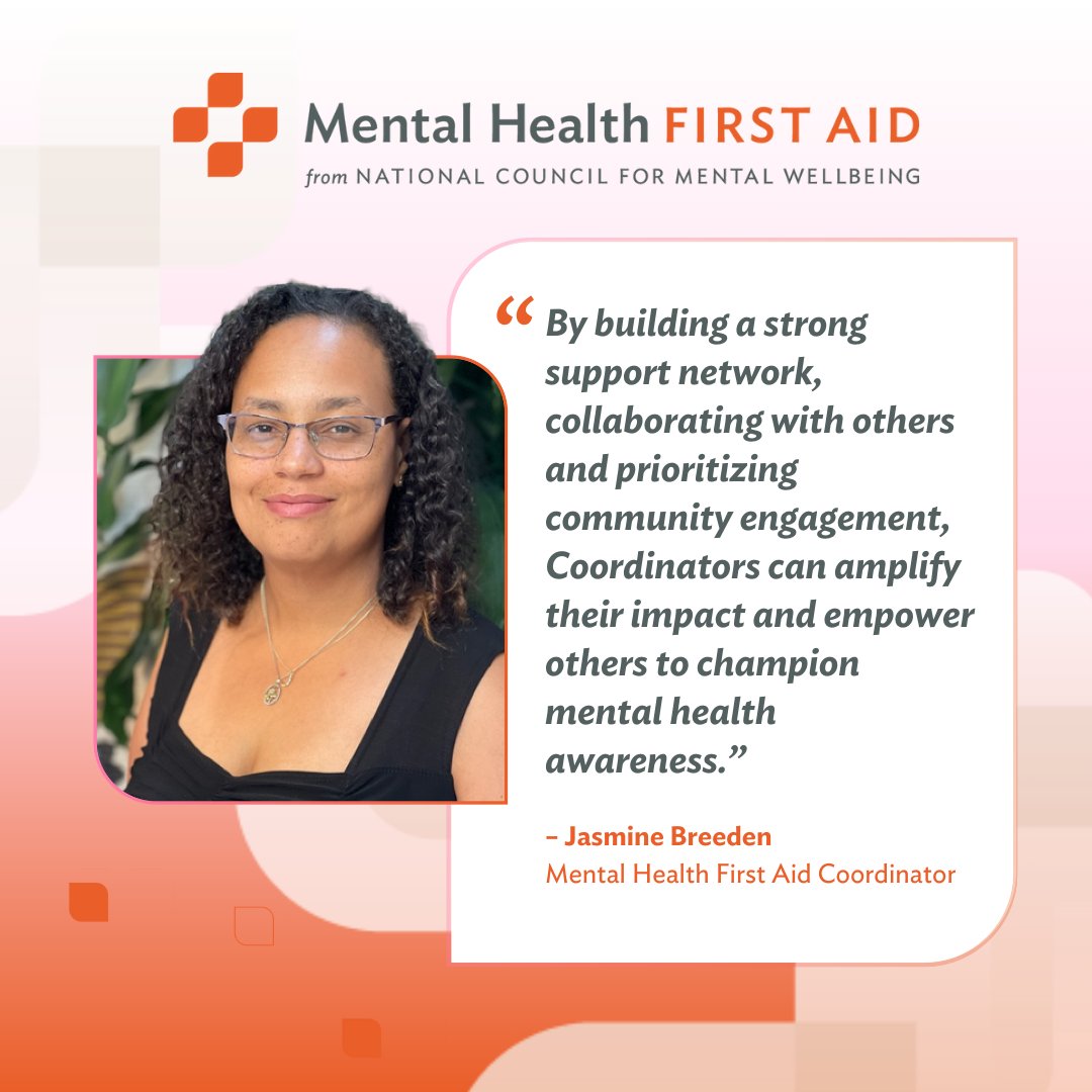 Since working at @WeAreWellPower (a @nationalcouncil member organization), MHFA Coordinator Jasmine Breeden has helped train more than 2,000 Mental Health First Aiders! Read more about her impact on our blog: bit.ly/3VBW8ZA