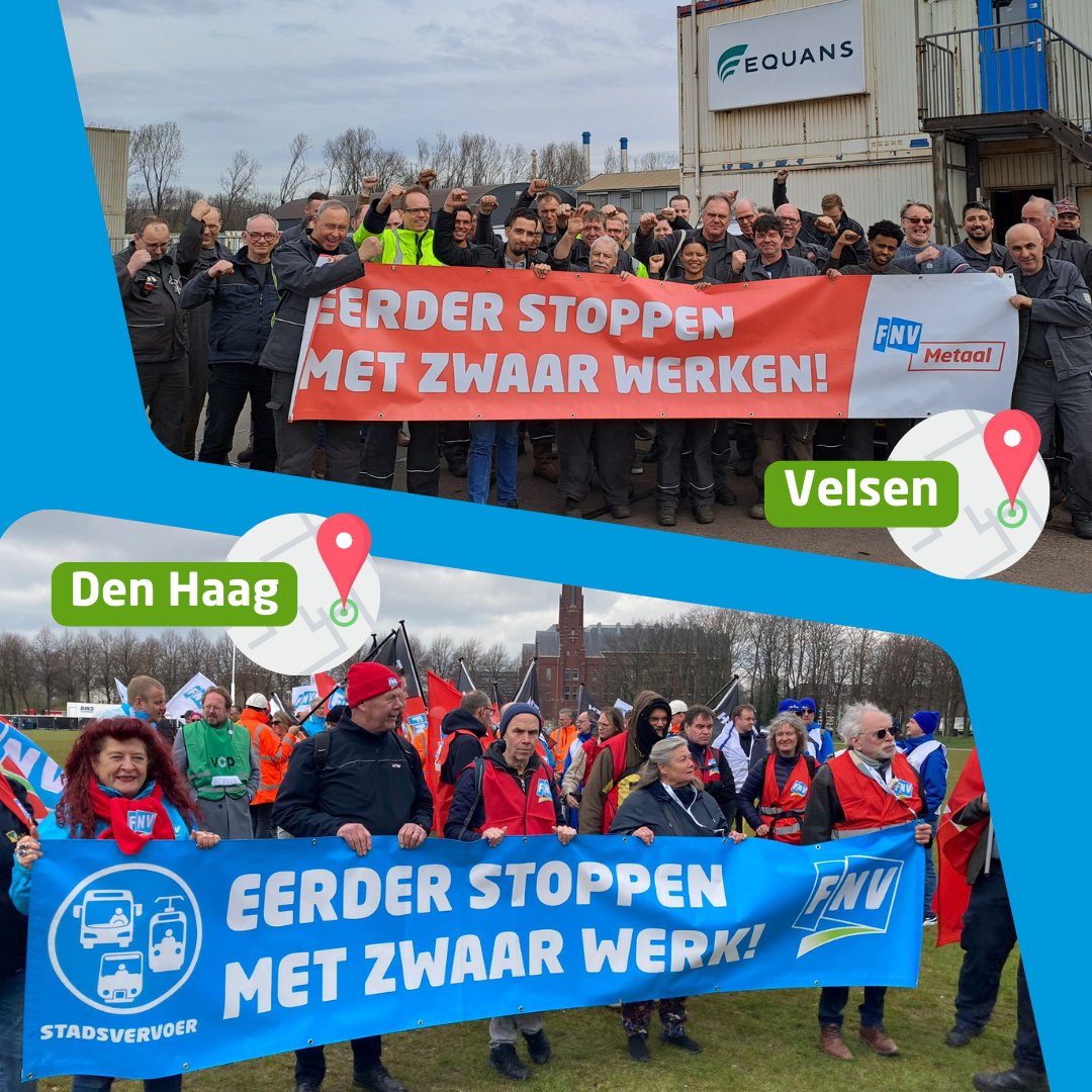 FNV's tweet photo. Overtuig je werkgever om ons plan voor de verbeterde Regeling Vervroegd Uittreden te steunen! Meer info op https://t.co/i0iOrYQPF0. De afgelopen twee weken zijn er o.a. de volgende acties gevoerd!

#zwaarwerk #eerderstoppen #fnv #actievoeren https://t.co/DFJnt9l4E6