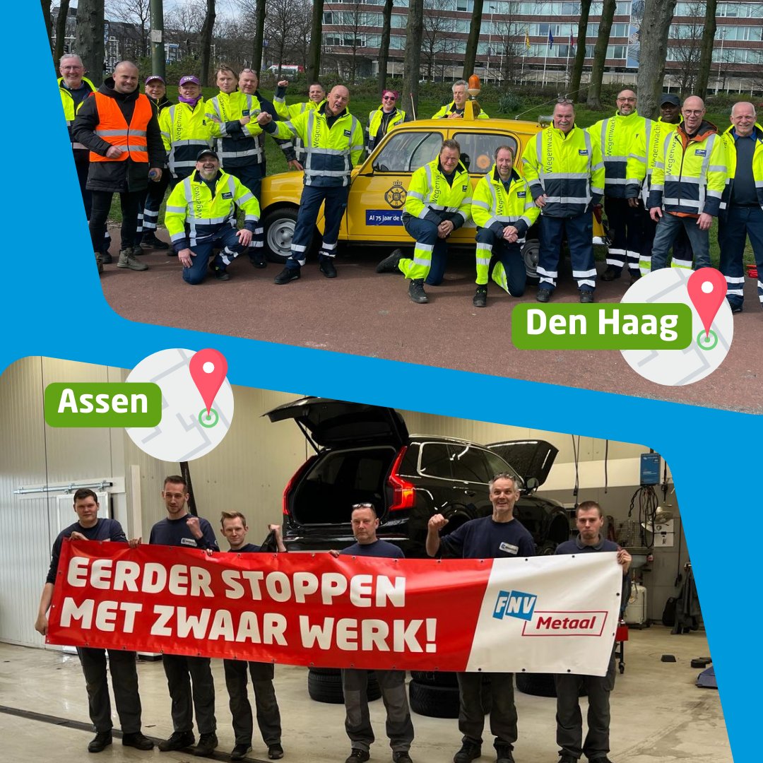 FNV's tweet photo. Overtuig je werkgever om ons plan voor de verbeterde Regeling Vervroegd Uittreden te steunen! Meer info op https://t.co/i0iOrYQPF0. De afgelopen twee weken zijn er o.a. de volgende acties gevoerd!

#zwaarwerk #eerderstoppen #fnv #actievoeren https://t.co/DFJnt9l4E6