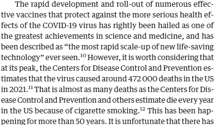 'It is unfortunate that there has never been an 'Operation Warp Speed' to prevent the more than 480,000 deaths each year caused by cigarette smoking.' jamanetwork.com/journals/jama/…
