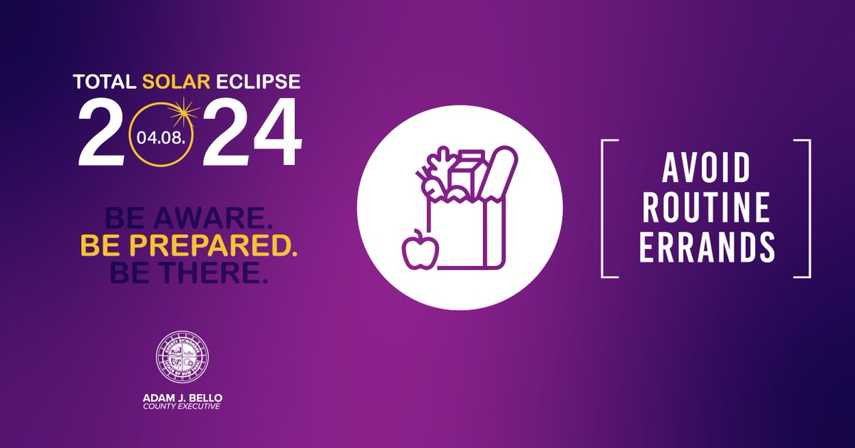 Travel tip! Consider avoiding routine errands and appointments on April 8. You don’t want to be stuck in traffic and miss the solar eclipse – a once-in-a-lifetime experience! Don’t be left in the dark! monroecounty.gov/eclipse-2024 #ROCSolarEclipse