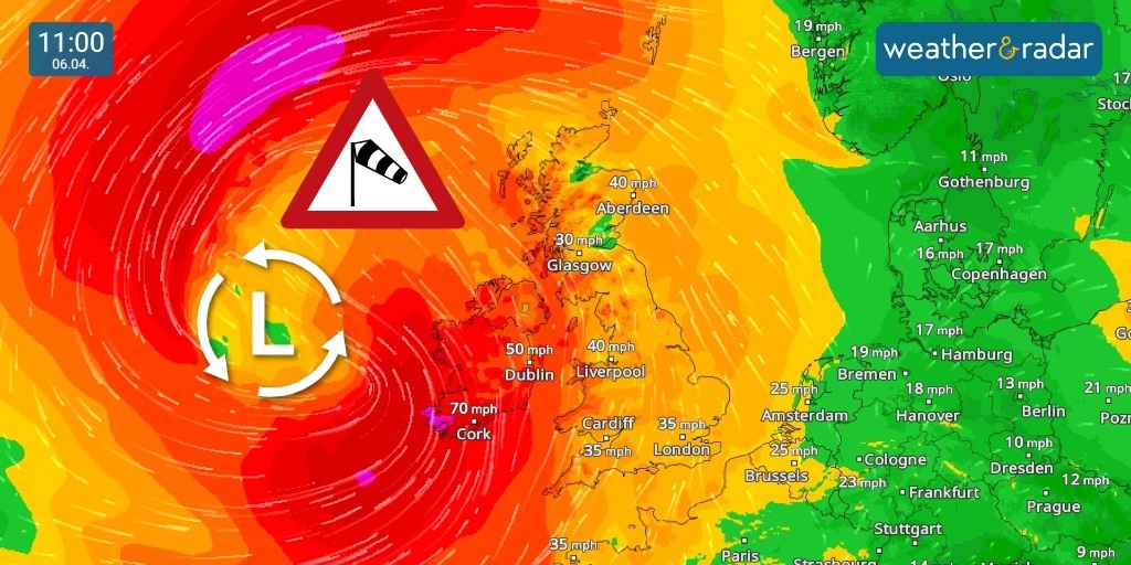 Saturday looks to bring a very windy but warm day as winds gust over 70mph in the west 🌬️, while temperatures reach 20°C in the east! 🌡️ 📈 All the detail inside 4pm's weather trend in the app 📲. to.weatherandradar.co.uk/WindRadar #StormOlivia #ukstorm #windradar #weatherradar