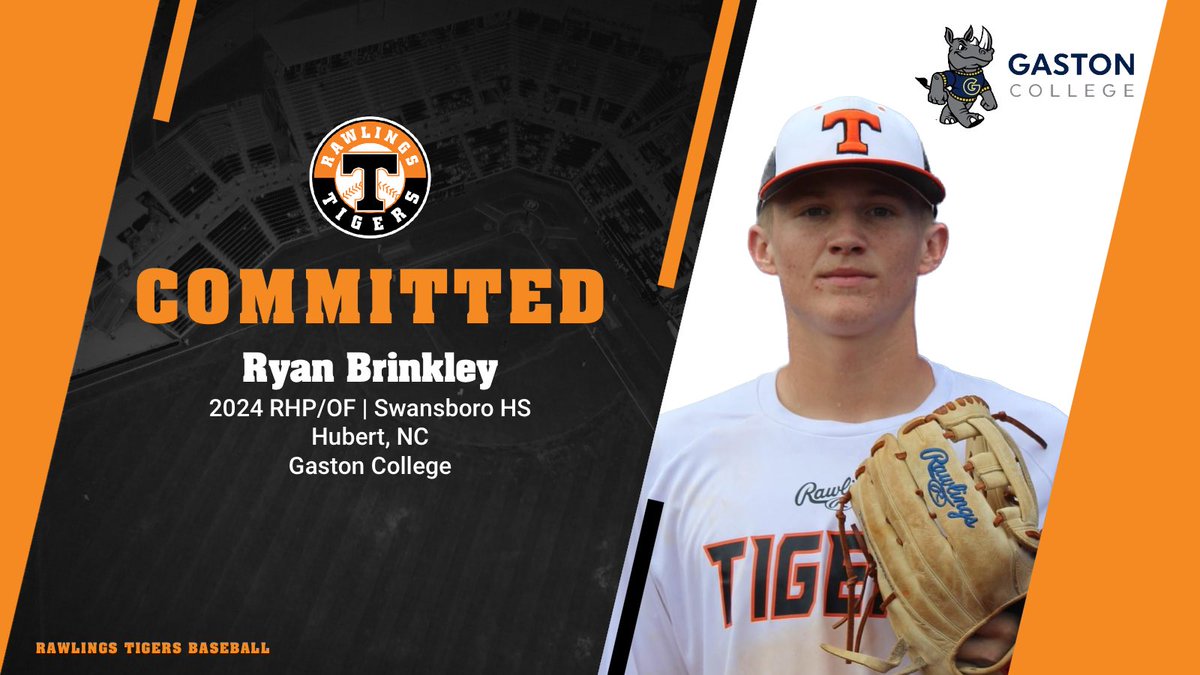 Congratulations to @RyanBrinkley8 on his commitment to play baseball and continue academics for the @GCRhinosBSB ! A dedicated athlete & stellar student, we’re extremely proud of having him wear the T & Gaston is getting That Dude. Congrats Ryan! @Rawlings_Tigers @RecruitTigers