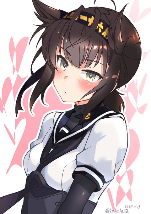 「……少しだけ肩を貸してもらっても良いか?」#艦これ版深夜の真剣お絵描き60分一本勝負 #艦これ版真剣お絵描き60分一本勝負_20240403#初月 #艦隊これくしょん 
