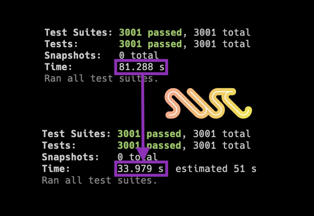 🐢 Still looking for a one-liner or secret recipe to speed up your #Angular Jest tests? ⚡️ Here it is! 🦀 @edbzn and I just released an @swc_rs plugin for Angular ...and it is 2.5x to 5x faster! 🤯 👉 github.com/jscutlery/devk… #javascript #testing