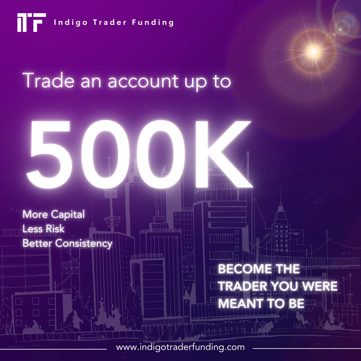 The aim for prop firm traders should always be to collect larger funding, with the ultimate goal of achieving more profitable results through lower risk per trade and more consistency. Thats why we allow our traders to take 500K evaluations. Indigo Trader Funding is here to