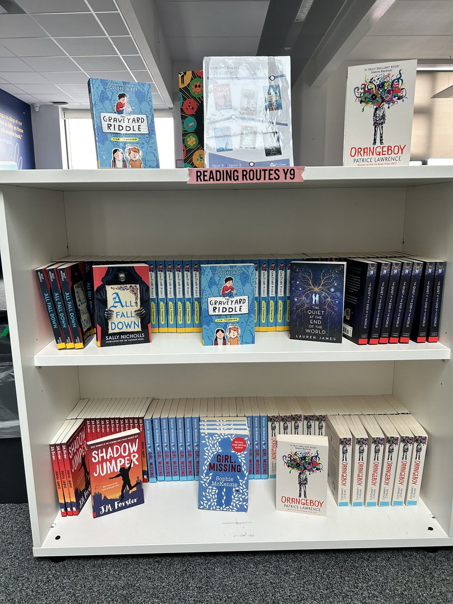 Our #readingroutes for the summer term are all ready to be borrowed. We have #history for Y7, #fantasy for Y8 and #mystery for Y9… lots to enjoy!