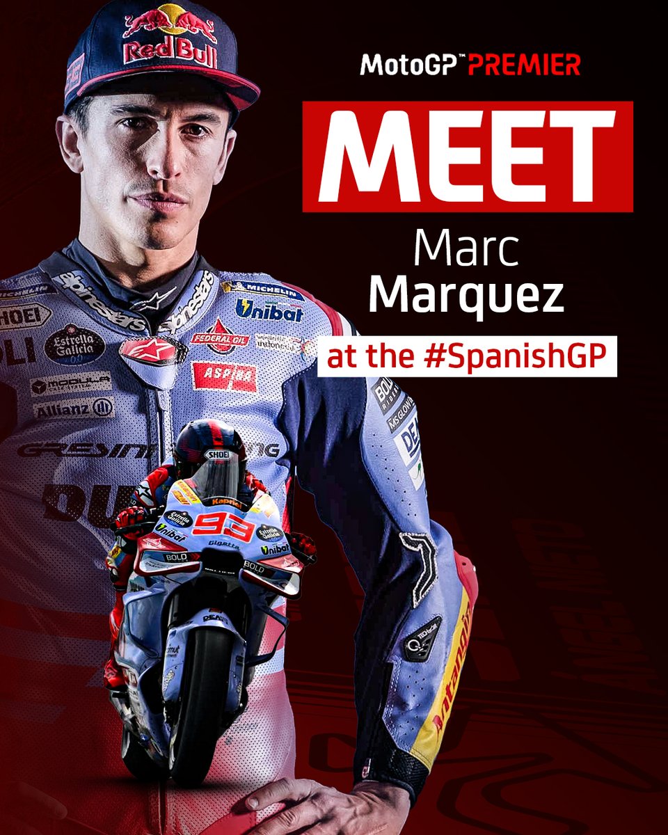 Meet 6-time #MotoGP World Champion @marcmarquez93! 

Join him & #MotoGPPremier at the #SpanishGP 🇪🇸  where you’ll also enjoy an exclusive @gresiniracing Pit Box experience, plus so much more!

Buy your package 📲 bit.ly/3PAgL4w