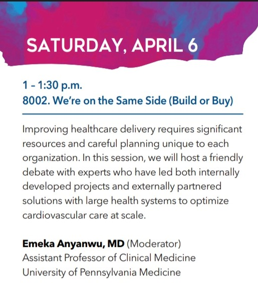 This Saturday at #FutureHub with two of the 🐐's in CV digital health: 🤔 'To build or to buy, that is the question.' - Some Cardiologist Somewhere Who better to explore this with than Dr. Tom Maddox @medtmaddox & Dr. Maulik Majmudar @mdmajmudar #ACC24 @ACCinTouch