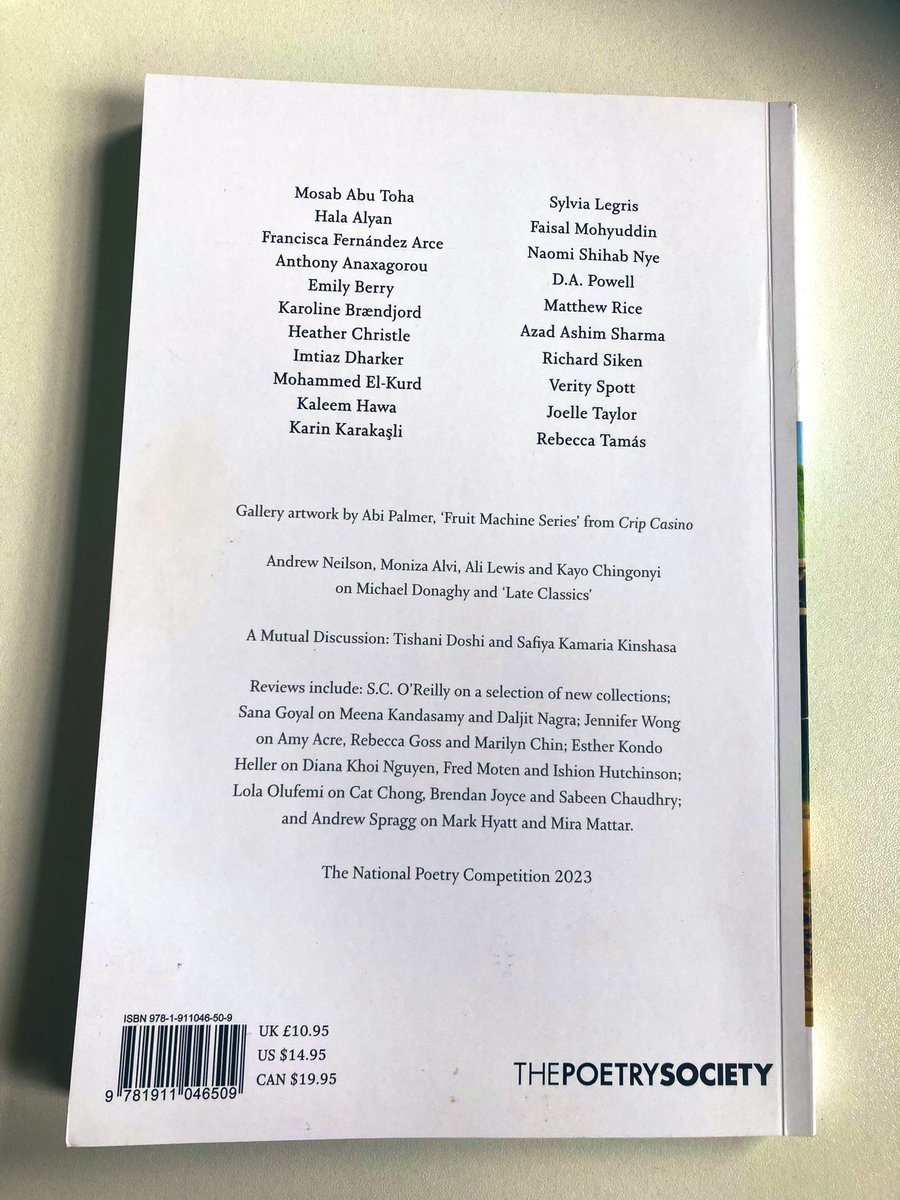 Really glad to have my poem ‘Soul Curds,’ from my forthcoming collection, in this month’s issue of Poetry Review (@PoetrySociety). Especially honoured to share the space with a number of phenomenal, essential Palestinian poets.