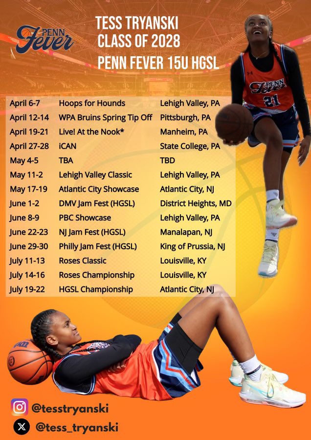 I’m excited to compete with my AAU team this summer!! @FeverForceAAU Here is my schedule!