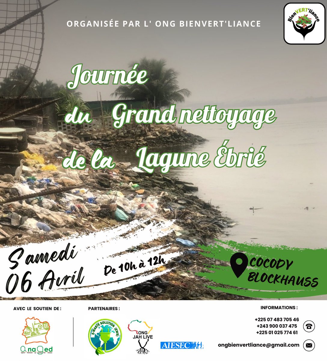 bienvertliance's tweet photo. 🚮𝐀𝐜𝐭𝐢𝐨𝐧 𝐜𝐢𝐭𝐨𝐲𝐞𝐧𝐧𝐞 𝐝𝐞 𝐧𝐞𝐭𝐭𝐨𝐲𝐚𝐠𝐞 

📍Rendez-vous ce Samedi 06 Avril : de  10 h à 12h à Cocody-blockhauss.

👉🏿 Inscivez-vous ici : https://t.co/ZyZRGC1WZq

Chaque geste compte 🌱
#OngBienVertLiance #CleanUpDay #LaguneEbrie #Insalubrité #Déchets #Civ225 https://t.co/0wA37u0NKQ