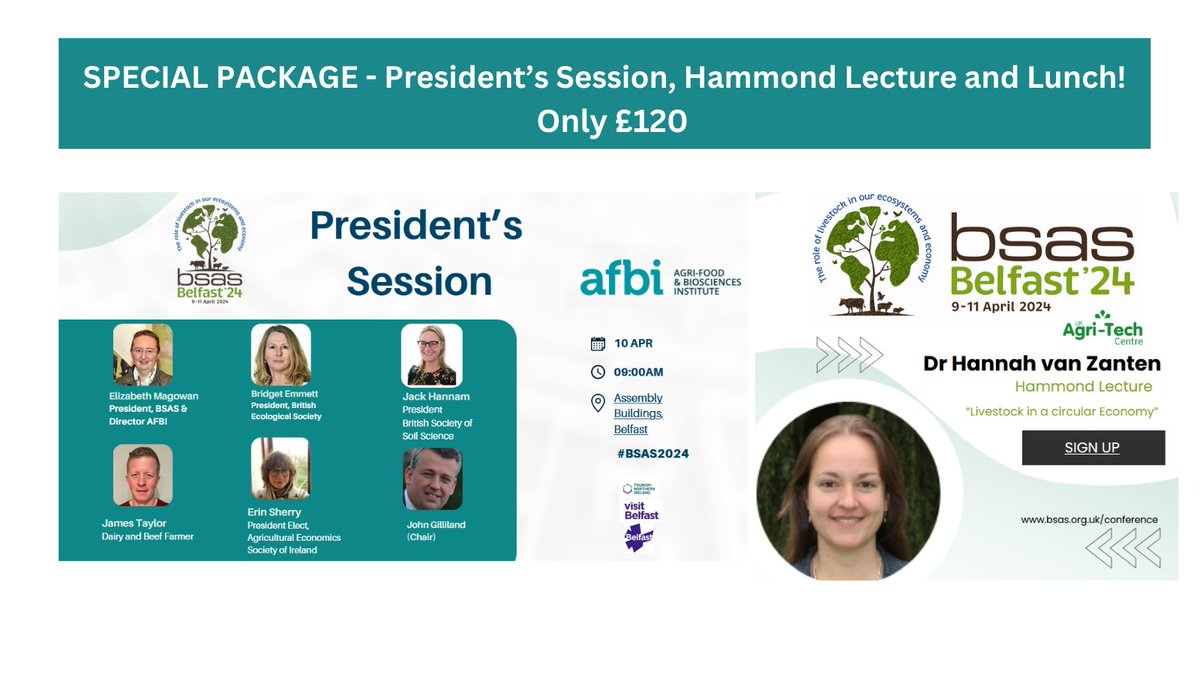BSAS (@bsas_org) on Twitter photo Join BSAS President <a href="/ElizabethMagow1/">Elizabeth Magowan</a> for a special session on 10th April in which 4 presidents will debate the role of livestock today, with input from a farmer and former NFU President.
Stay for lunch and the prestigious Hammond lecture, all for £120 🎉bit.ly/3GcbKtY Join BSAS President <a href="/ElizabethMagow1/">Elizabeth Magowan</a> for a special session on 10th April in which 4 presidents will debate the role of livestock today, with input from a farmer and former NFU President.
Stay for lunch and the prestigious Hammond lecture, all for £120 🎉bit.ly/3GcbKtY