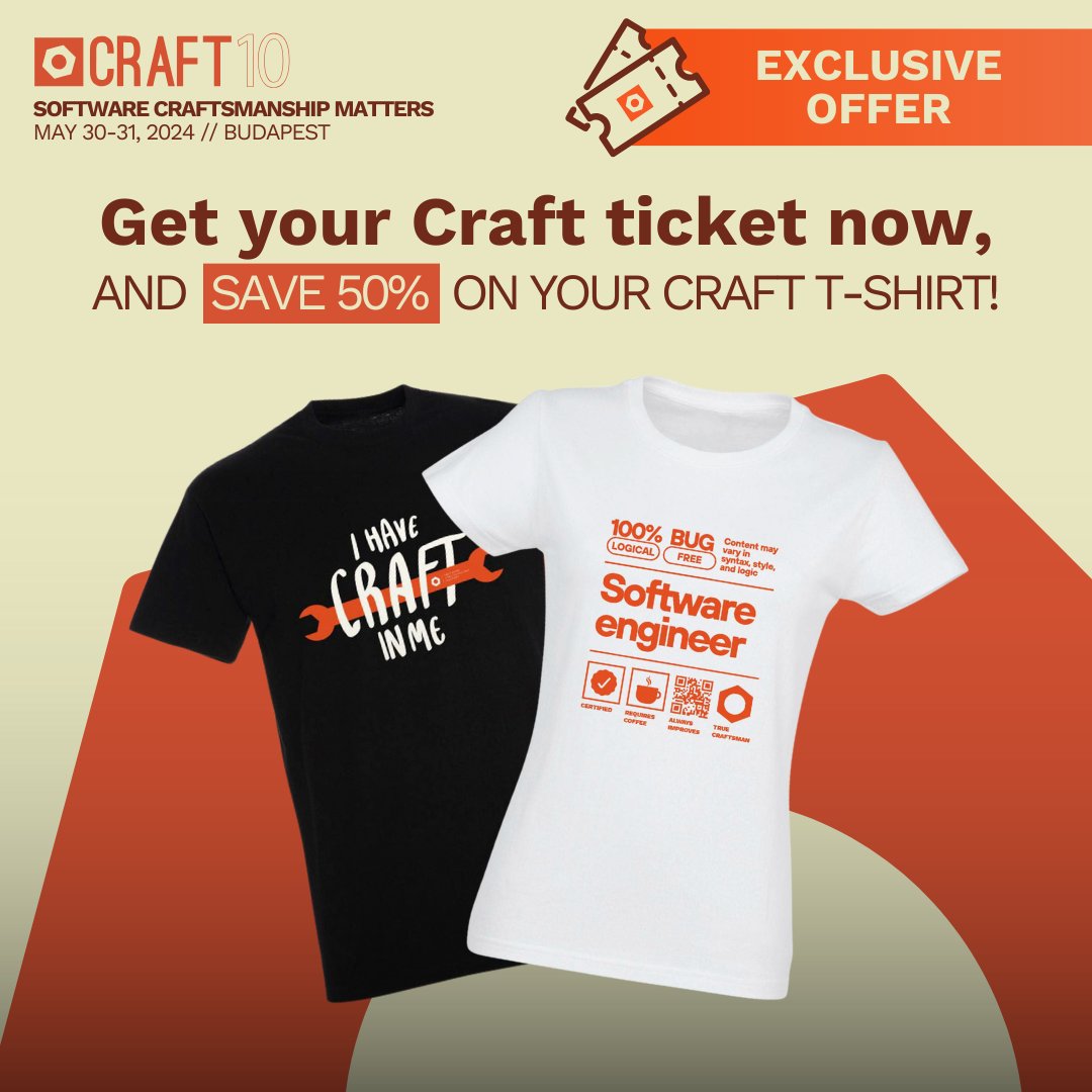 Now's your chance to get your Craft ticket, plus for an additional €10, get yourself a Craft T-shirt from our official merch store! 👕🤩 If you buy them together, you'll save 50% on the T-shirt's price. 💥 Check out our offer here: bit.ly/craft2024ticke…