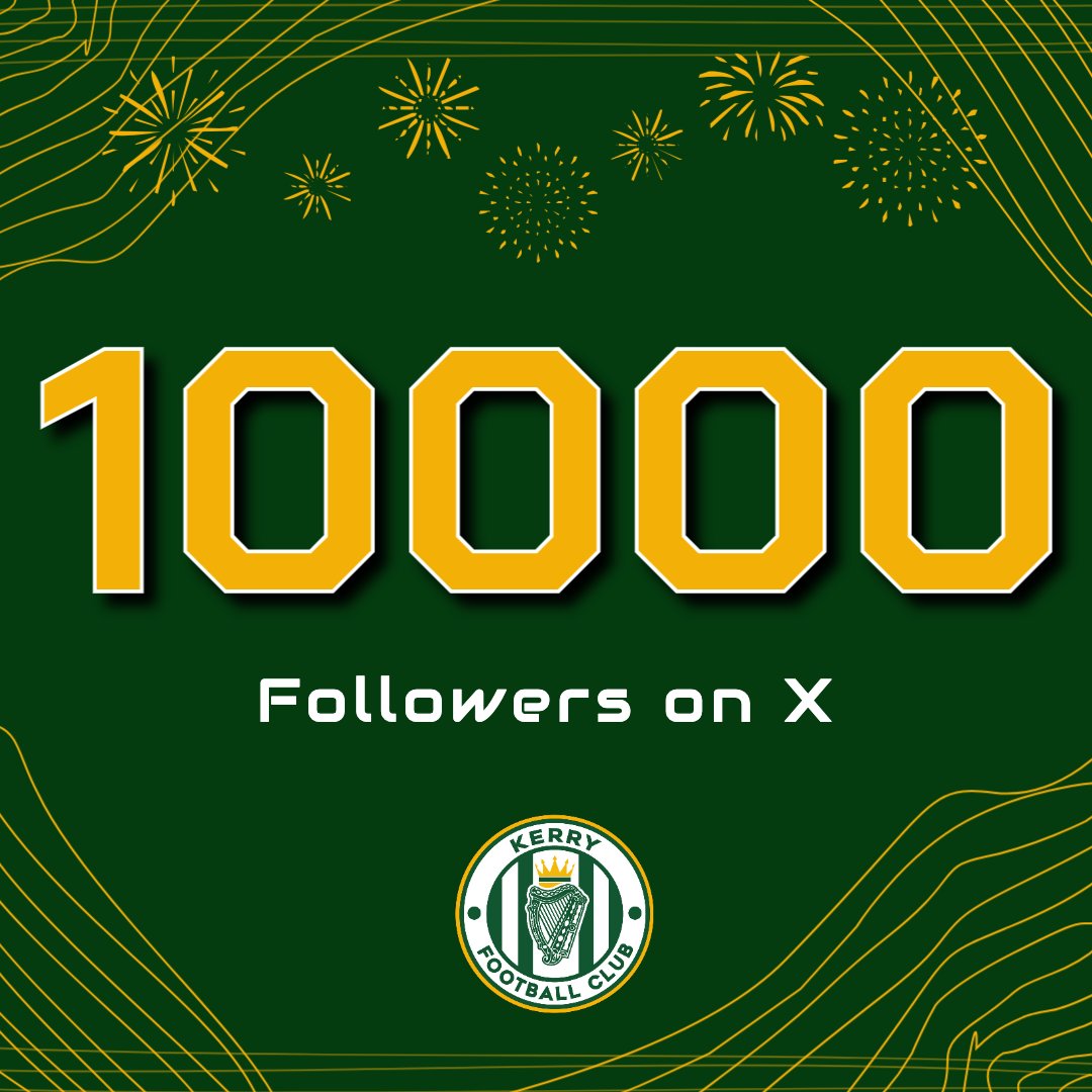 We have reached a milestone 10000 followers on X!

We have a family ticket for the Athlone Town game on April 19th to give away as a thanks!

- Follow Kerry FC on X
- Like and retweet this post!

The winner will be announced next week!

#WeAreKerryFC