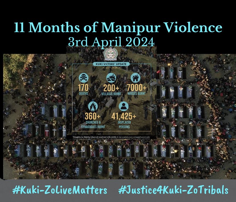 EstherEimi's tweet photo. 11th Month of Manipur Violence : 
How much longer will the central government stand by as atrocities unfold? 

Biren's government strategizes, hinting at the systematic obliteration of the minority community.

#ManipurKukiZoGENOCIDE 
#MeiteiWarCrimes 
#UnionTerritory4Kuki_Zo https://t.co/v8SYqSW0TQ