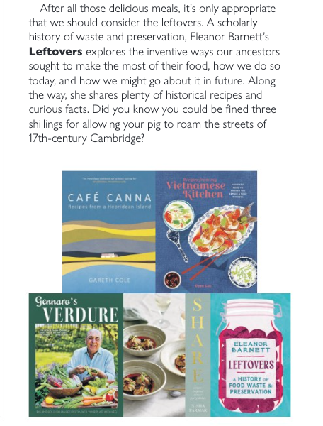 My book Leftovers: A History of Food Waste and Preservation is recommended reading in Waitrose Weekend after all that Easter feasting! #foodwaste #leftovers @waitrose @CUHistArchRel