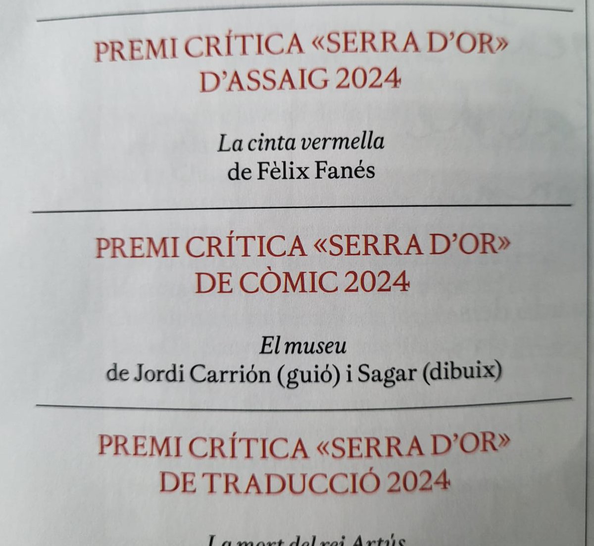 Premi de la Crítica Serra D’Or!