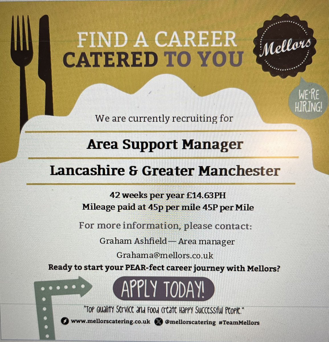 2 great vacancy’s available @mellorscatering