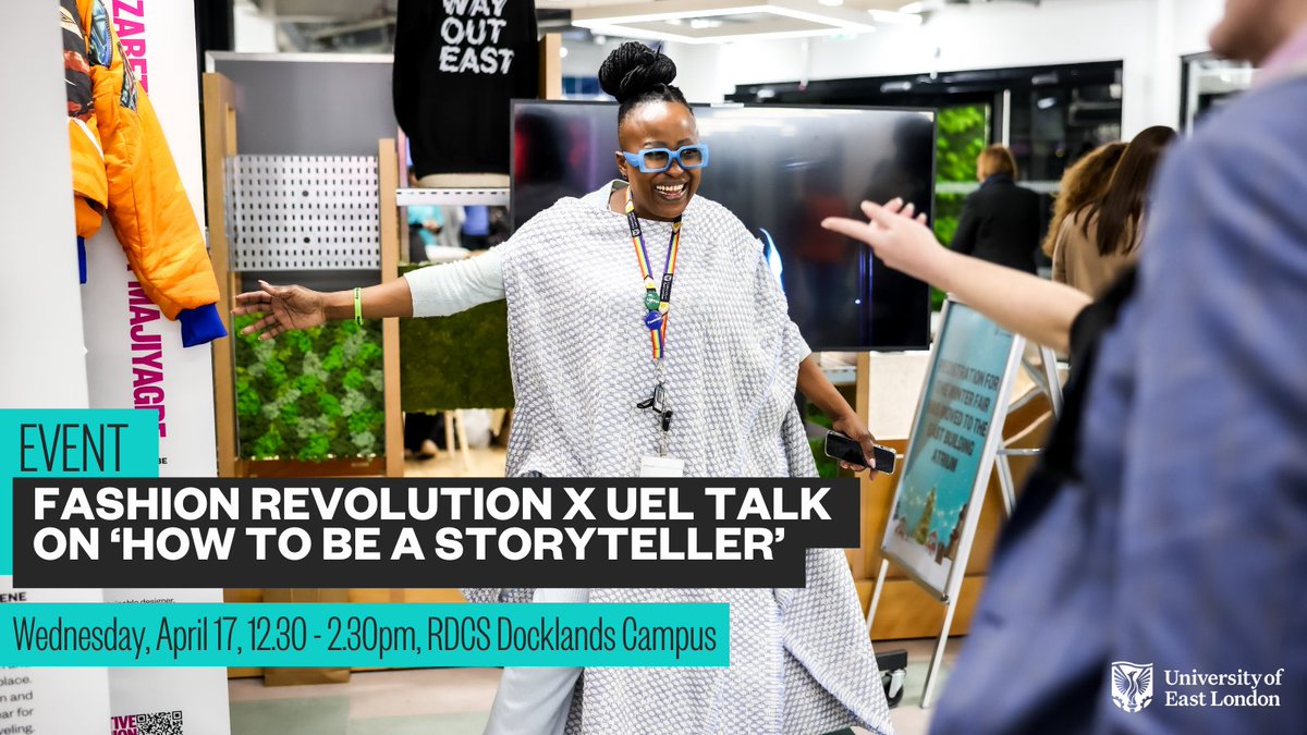 How to be a Storyteller? Led by Fashion Revolution’s Mel Watt, as part of UEL's Sustainable Cities Festival., thw workshop will teach you how to captivate your audience. Discover the power of storytelling through film, art, and words. Book now: eventbrite.co.uk/e/fashion-revo…