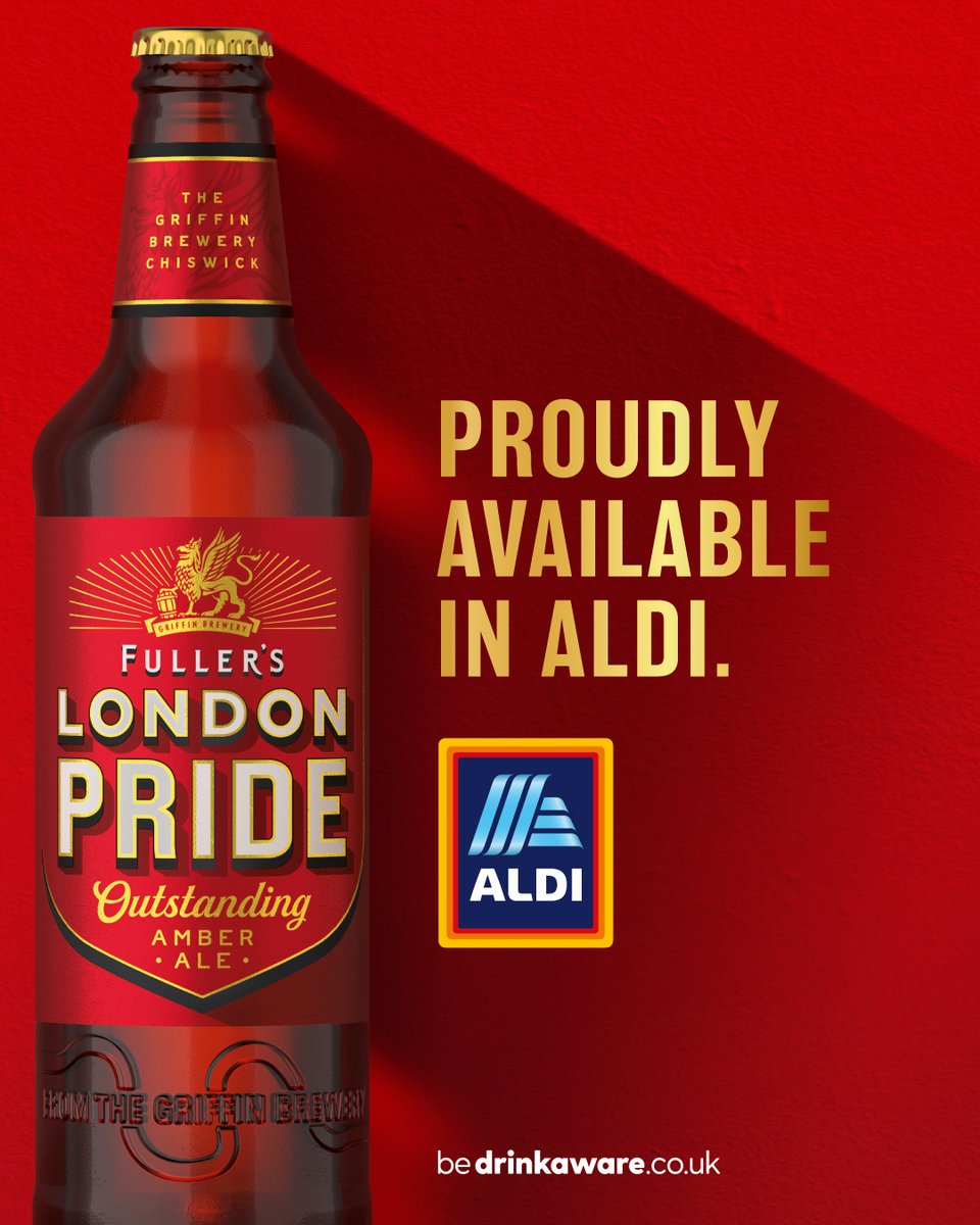 Fuller's London Pride, proudly available in @AldiUK. ❤️ 🍻 #FullersLondonPride #Aldi #DrinkResponsibly