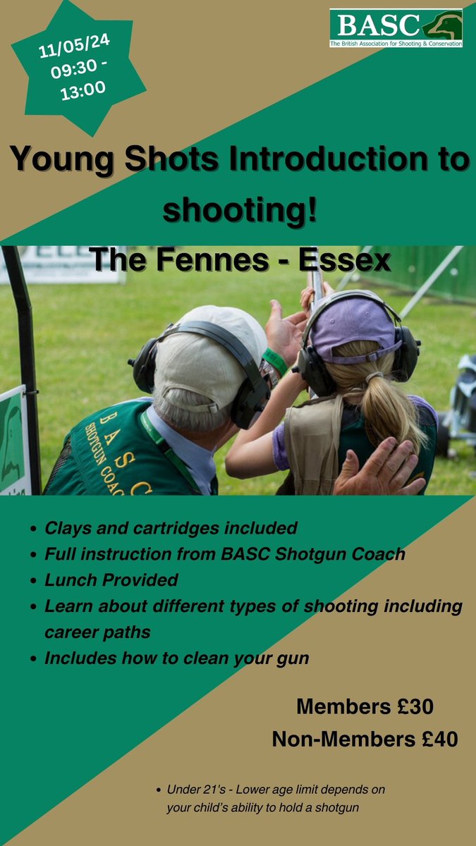 By popular demand we have another date for your young shots! Bring them along to Fennes Shooting Ground for a day of clay pigeon shooting. They will learn to shoot a range of targets with shotguns under the guidance of BASC shotgun coaches. orlo.uk/UpX1a