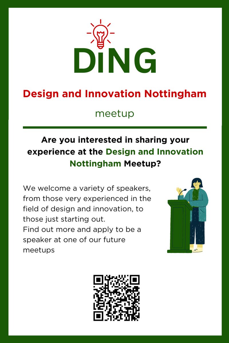 Would you like to be a guest speaker at Design and Innovation Nottingham Meetup? 
For more information about the event and to register your interest please follow this link: share.hsforms.com/1GUy89u_sRz-_M…
#eventspeaker #DiNG #DesignandInnovationNottingham