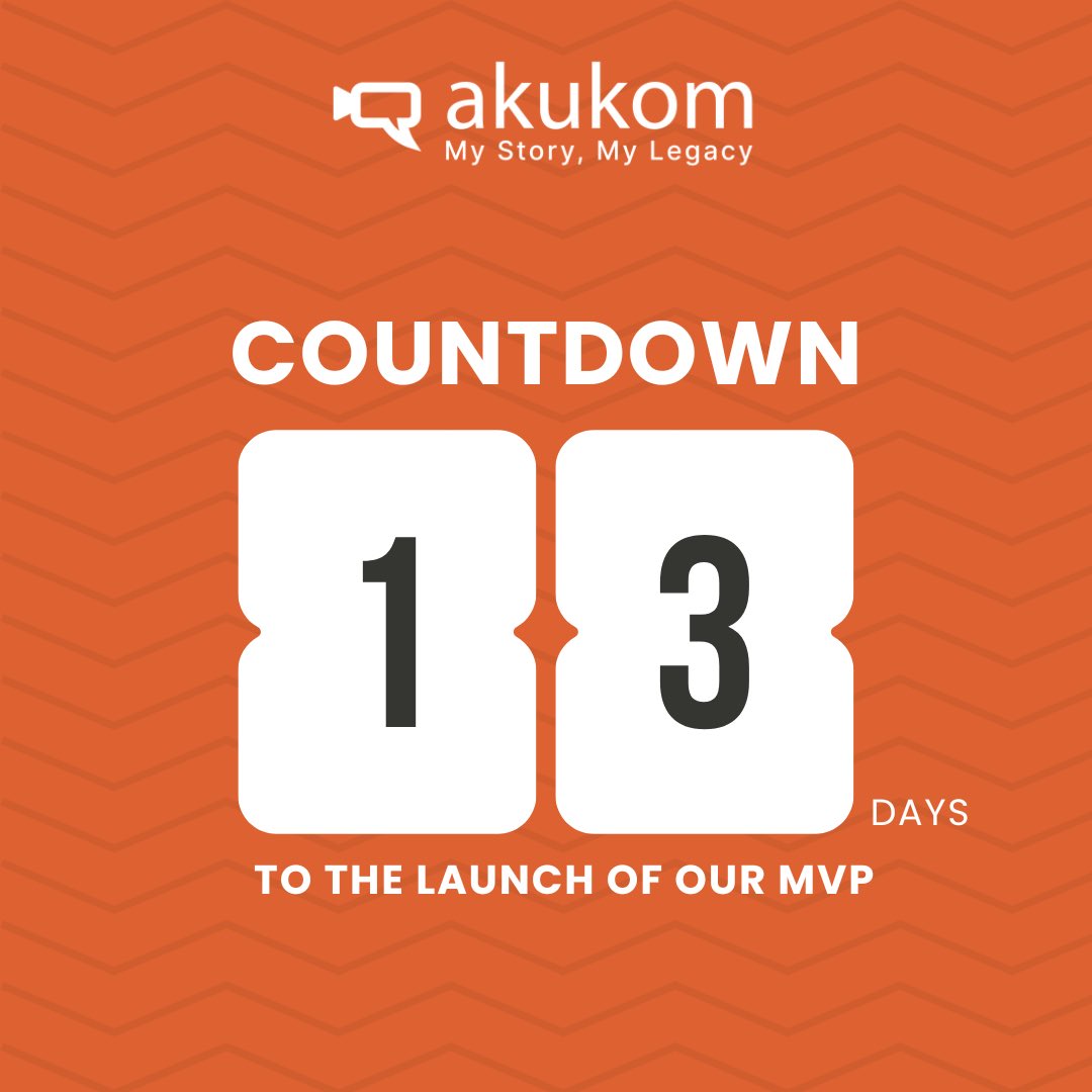 It’s 13 days to go 🕺🕺🕺

Stay tuned for the unveiling of our innovative platform designed to preserve your cherished moments.

#PreserveYourStory #FamilyMemories #Akukom