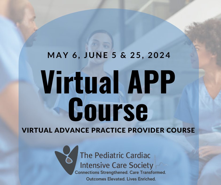 Don't miss the Virtual APP Course, a 3-day course spread out over several weeks. Are you a CICU Advanced Practice Provider (both NPs and PAs) beginning practice in a CICU or within the first 5 years of practice? You’re encouraged to attend this training. pcics.org/education/virt…