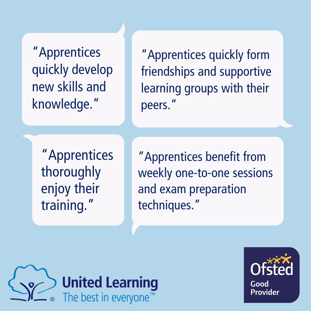 We’ve been rated as a Good apprenticeship provider by Ofsted! Some key highlights from our report 👇 Read the full report here: ow.ly/9K5S50R41P0 #Ofsted #Apprenticeships