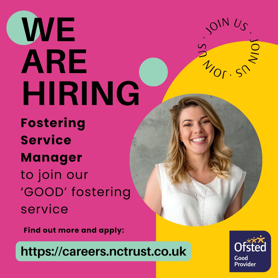 Our fostering service has recently been rated 'good' by Ofsted and we have an opportunity to join the team and drive forward continued improvements. Come and join our organisation that has a culture of support and kindness. Apply: ow.ly/TjGE50R4BkX