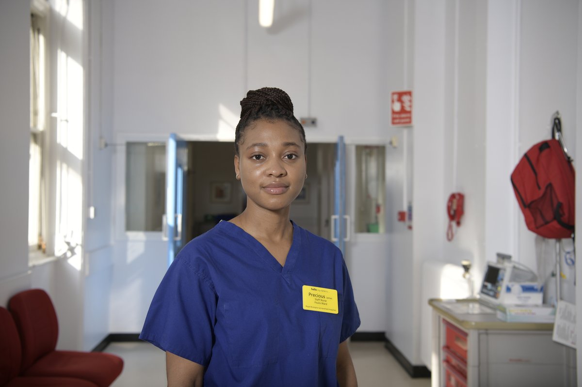 'Strength lies in differences, not in similarities' - Precious Joy James 💙 Precious' portrait, captured by @chris_sinibaldi, is part of our #HeartOfTheNation exhibition, celebrating #NHS workers from around the world 💙 Plan your visit: bit.ly/48Sdt45